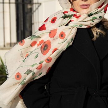 Poppy Flower Print Scarf In Personalised Gift Box, 6 of 9