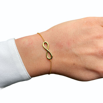 Infinity Plain Bracelet Rose Or Gold Plated 925 Silver, 2 of 9