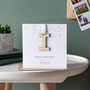 Confetti And Wooden Initial Hanging Keepsake Card, thumbnail 1 of 2
