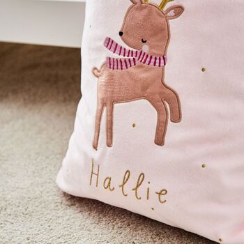 Personalised Christmas Reindeer Pink Gift Sack, 3 of 3