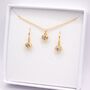 Gold Plated Clear Cubic Zirconia Heart Earring And Necklace Set, thumbnail 1 of 9