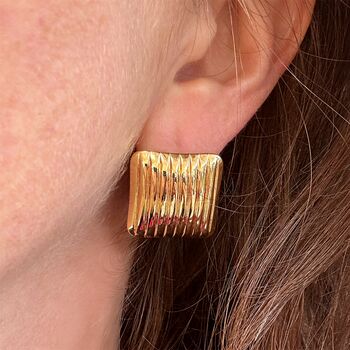Teri Square Stud Vintage Style Textured Earrings, 5 of 7