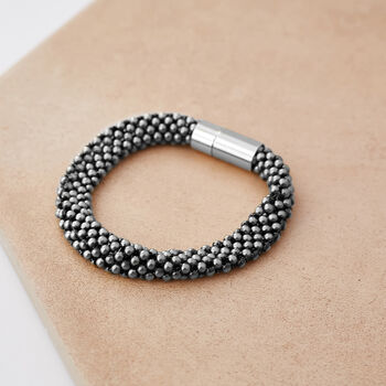 Gunmetal Bead Effect Textured Bracelet, 3 of 3