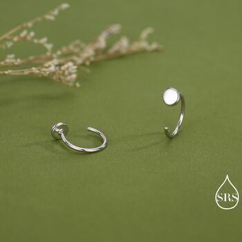 Tiny Dot Huggie Hoop Earrings In Sterling Silver, 2 of 11
