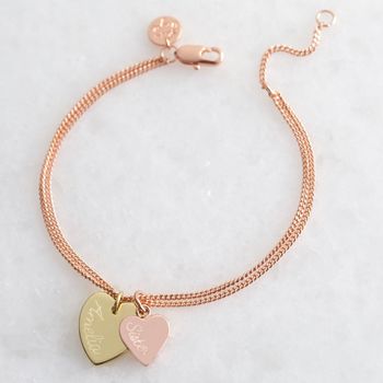 Personalised Double Heart Charm Bracelet, 7 of 9