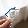 Dove Engraved Glass Christmas Tree Decoration, thumbnail 3 of 7