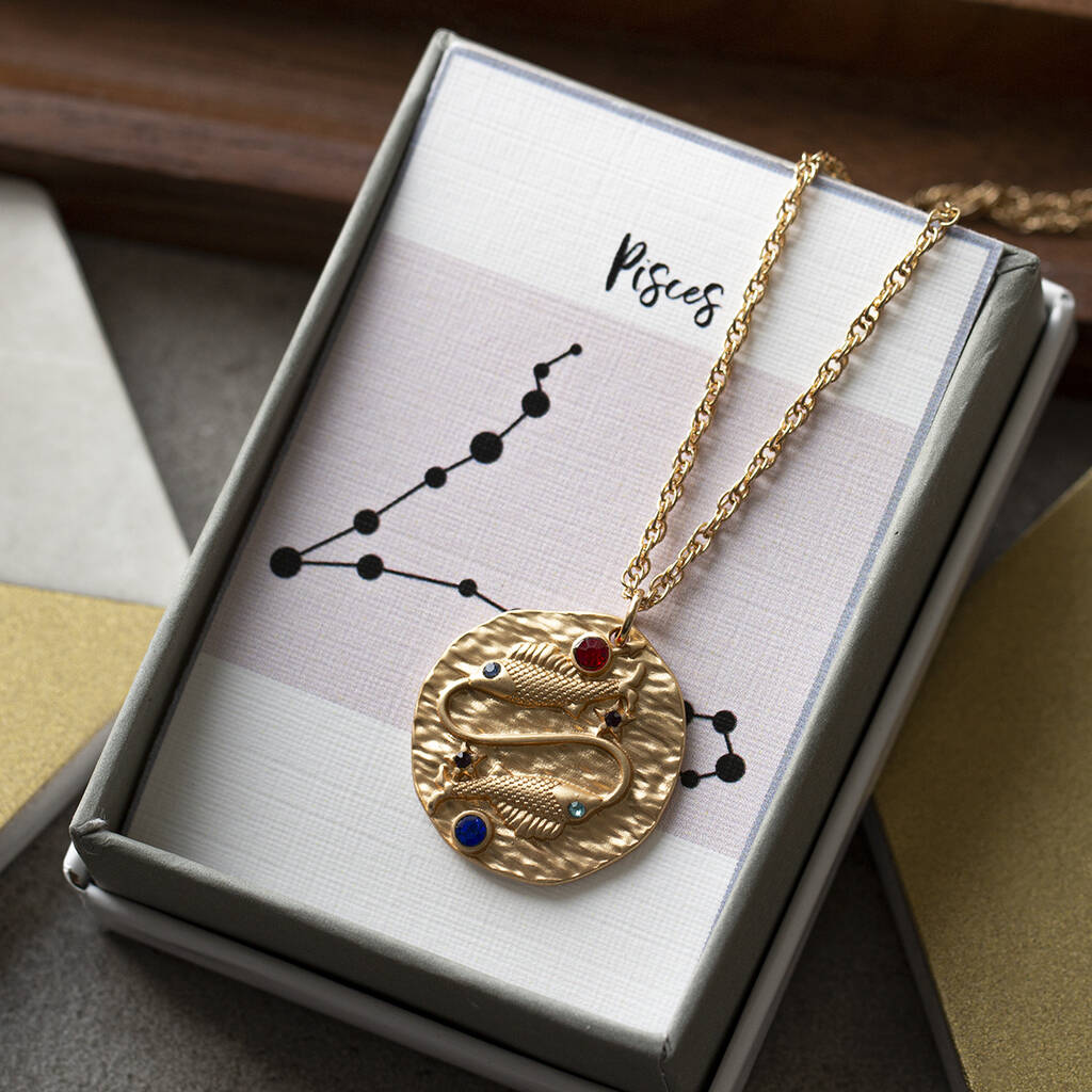 Zodiac Figures Gemstone Symbols Necklace By Studio Hop ...