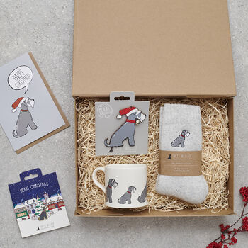 Christmas Hamper For Dog Lovers – Festive Gift Box With Mug, Socks, Pin, Card And Decoration With Optional Personalisation, 8 of 12