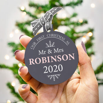 Personalised First Christmas As Mr And Mrs Bauble, 4 of 10