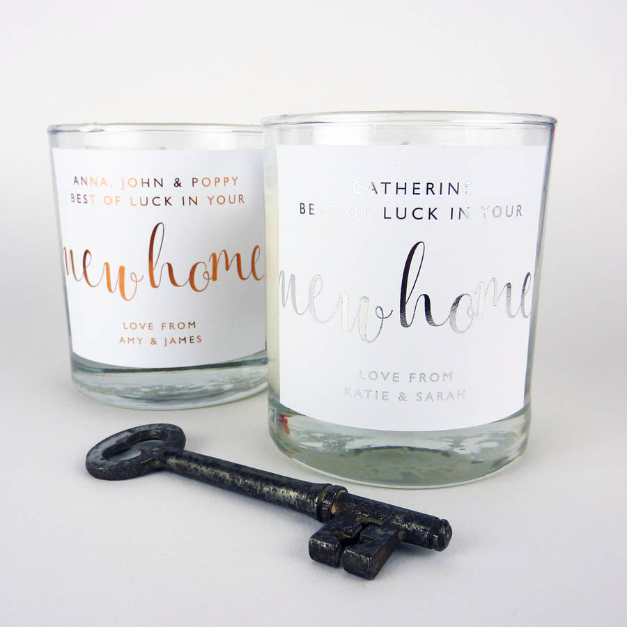 new home personalised candle by little cherub design