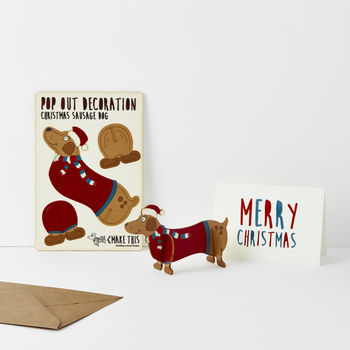 Pop Out Sausage Dog Christmas Card, 2 of 2