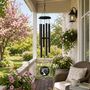 Engraved 30 Inch Black Wind Chime For Garden Decoration, thumbnail 12 of 12