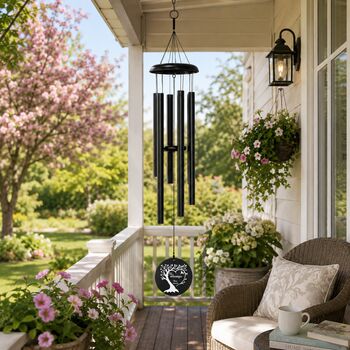 Engraved 30 Inch Black Wind Chime For Garden Decoration, 12 of 12