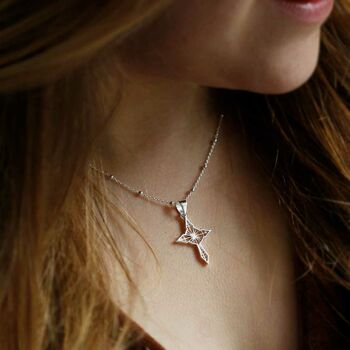 Sterling Silver Star Cross Pendant Necklace, 2 of 7