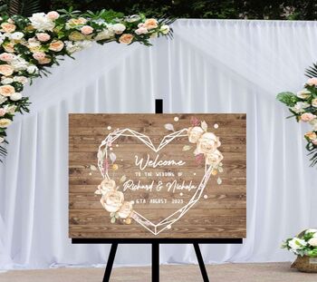 Personalised Wedding Welcome Sign Printed Cream Flowers, 2 of 2