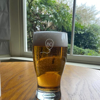 Personalised 80th Birthday Gift Balloon Pint Glass, 2 of 7