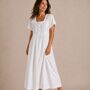 Women's White Cotton Victorian Short Sleeve Nightdress Front Panel, thumbnail 1 of 4