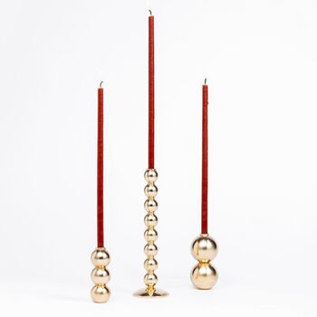 Mother’s Day Gift For Mum Set Of Two Solid Brass Candle Holders, 3 of 4