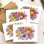 Colourful Rainbow Flowers White Cards And Envelopes, thumbnail 1 of 3