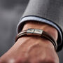 Personalised Men's Eleven Year Anniversary Steel And Leather Bracelet, thumbnail 3 of 7