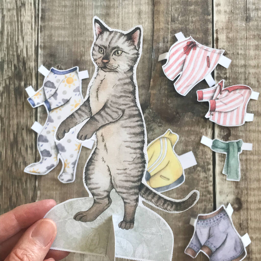 Tabby Cat Paper Doll By Dani Williams Art & Illustration
