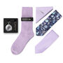 Mens Luxury Plain Pastel Lilac Tie Gift Box Set, thumbnail 2 of 4