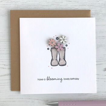 Wellies 'Blooming Lovely Birthday' Card, 2 of 5