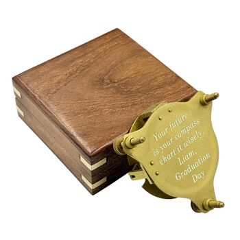 Personalised Three Inch Adjustable Sundial Compass Graduation Gift, 8 of 12