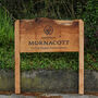 Engraved Live Edge Oak Wooden Sign | Statement Entrance Sign | Wide Slab Natural Chunky Shop Signage |Campsite Estate Signs, thumbnail 1 of 12