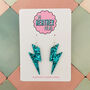 Teal Glitter Large Lightning Bolt Resin Earrings, thumbnail 1 of 4