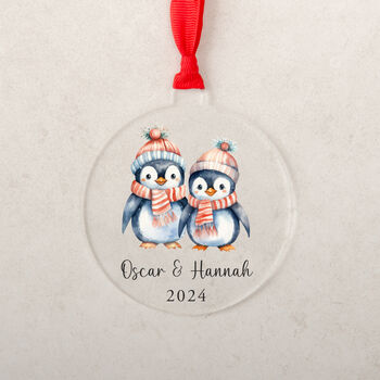 Personalised Penguin Christmas Tree Decoration, 5 of 8