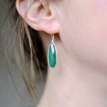 Real Green Onyx Gemstone Earrings, 5 of 9