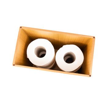 Wooden Cream Shell Toilet Roll Storage Box, 3 of 5