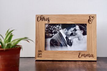 Personalised Names Solid Oak Photo Frame, 2 of 4
