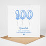 Personalised Blue Balloon 100th Birthday Card, thumbnail 2 of 6