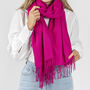 Vivid Pink Personalised Warm Tassel Scarf, thumbnail 3 of 11