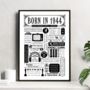 Born In 1944 Personalised 80th Birthday Fact Poster, thumbnail 1 of 8
