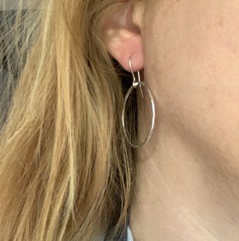 Delicate Hammered Silver Hoop Earrings, 3 of 4