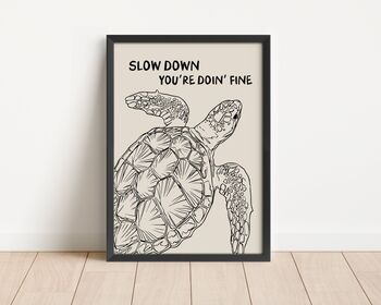 Slow Down Sea Turtle Bathroom Print, 2 of 3