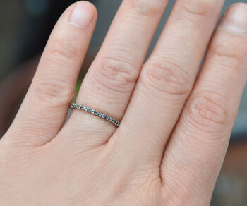 Black Diamond Eternity Ring 18ct White Gold Pave Wedding Band Size J, 4 of 4