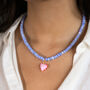 Blue Agate Bead Necklace With Pink Heart, thumbnail 1 of 5