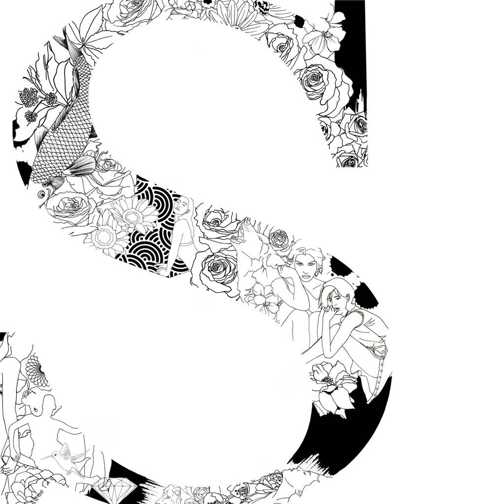 'Letter S' Linear Illustration Print By Flock Designs