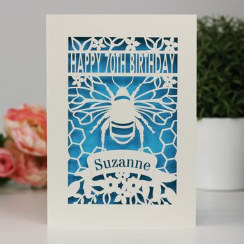 Personalised Papercut Bee Birthday Card, 7 of 8