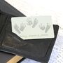 Stainless Steel Engraved Wallet Card With Family Prints, thumbnail 2 of 5