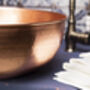 Hammered Solid Copper Farmhouse Kitchen And Bathroom Sink, 400 Mm Diameter, thumbnail 5 of 11
