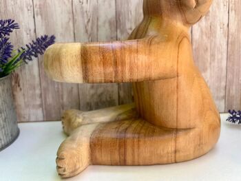 Carved Wooden Teddy Bear Wine Bottle Holder, 2 of 8