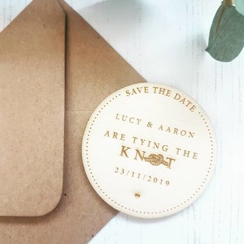 Tying The Knot Wooden Save The Date Magnet, 2 of 8