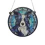 Border Collie Long Haired Stained Glass Effect Suncatcher, thumbnail 2 of 6