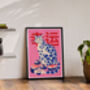 Blue Cat With Sushi Art Print Poster, thumbnail 3 of 3
