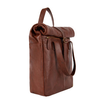 Vintage Style Brown Roll Top Backpack For Laptop, 7 of 11